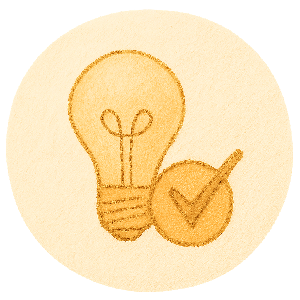 Lightbulb icon with check mark